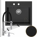 Grafitowy zlew sink 60 syfon srebrny manualny srebrne akcesoria