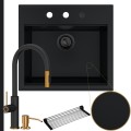 Zlew granitowy czarny SINK 60 bateria quadron Jennifer syfon black matt automatyczny z pokrętłem.jpg