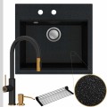 Zlew granitowy czarny metalik sink 60 bateria quadron jennifer syfon srebrny klik klak