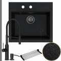 Zlew granitowy czarny metalik sink 60 bateria czarna quadron marilyn syfon grafitowy manualny