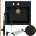 Zlew granitowy czarny metalik sink 60 bateria czarna quadron marilyn syfon miedziany manualny