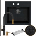 Zlew granitowy czarny metalik sink 60 bateria quadron jennifer syfon grafitowy manualny