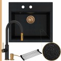 Zlew granitowy czarny metalik sink 60 bateria quadron jennifer syfon miedziany manualny
