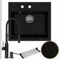 Zlew granitowy złoty metalik sink 60 bateria czarna quadron marilyn syfon srebrny manualny