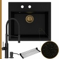 Zlew granitowy złoty metalik sink 60 bateria czarna quadron marilyn syfon złoty manualny