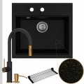 Zlew granitowy złoty metalik sink 60 bateria quadron jennifer syfon srebrny manualny