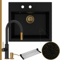 Zlew granitowy złoty metalik sink 60 bateria quadron jennifer syfon złoty manualny