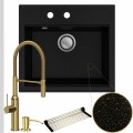 Zlew granitowy złoty metalik sink 60 bateria złota quadron marilyn syfon srebrny klik klak