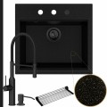 Zlew granitowy złoty metalik sink 60 bateria czarna quadron marilyn syfon black matt automatyczny z pokrętłem