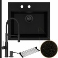 Zlew granitowy złoty metalik sink 60 bateria czarna quadron marilyn syfon black matt manualny