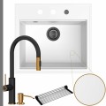 Zlew granitowy biały sink 60 bateria quadron jennifer syfon grafitowy automatyczny z pokrętłem
