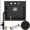 Zlew granitowy grafitowy sink 60 bateria quadron jennifer syfon srebrny automatyczny z pokrętłem