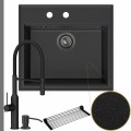 Zlew granitowy grafitowy sink 60 bateria czarna quadron marilyn syfon grafitowy manualny