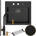 Zlew granitowy grafitowy sink 60 bateria quadron jennifer syfon grafitowy automatyczny z przyciskiem