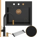 Zlew granitowy grafitowy sink 60 bateria quadron jennifer syfon miedziany automatyczny z przyciskiem