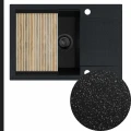 Czarny metalik zlew granitowy sink 55 1kdo syfon black matt manualny z ociekarką