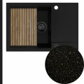 Złoty metalik zlew granitowy sink 55 1kdo syfon black matt automatyczny z pokrętłem z ociekarką grafitową