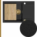 Grafitowy zlew granitowy sink 55 1kdo syfon złoty automatyczny z przyciskiem z ociekarką złotą