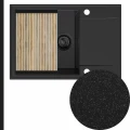 Grafitowy zlew granitowy sink 55 1kdo syfon black matt manualny z ociekarką