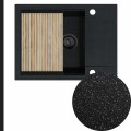 Zlew czarny metalik sink 55 1kko z syfonem black matt manualnym z ociekarką