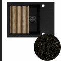 Zlew złoty metalik sink 55 1kko z syfonem black matt manualnym z ociekarką grafitową