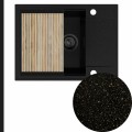 Zlew złoty metalik sink 55 1kko z syfonem black matt manualnym z ociekarką