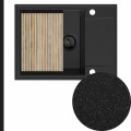 Zlew grafitowy sink 55 1kko z syfonem black matt manualnym z ociekarką