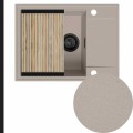 Zlew beżowy sink 55 1kko z syfonem black matt manualnym z ociekarką