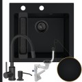 Czarny zlew FERRUM 1K50 bateria Megan czarna, syfon manualny Black Matt.jpg