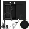 Czarny zlew Stilo L, bateria Megan czarna, syfon manualny Black Matt.jpg