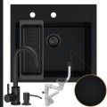 Czarny zlew FERRUM 1K60 bateria Katie czarna, syfon manualny Black Matt.jpg
