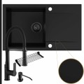 Zestaw estetyczna kuchnia zlew czarny bateria czarna syfon black matt manualy