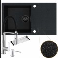 Zestaw estetyczna kuchnia zlew czarny metalik bateria srebrna syfon black matt mannual