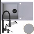 Zestaw estetyczna kuchnia zlew szary bateria czarna syfon black matt manualny
