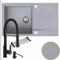 Zestaw estetyczna kuchnia zlew szary bateria czarna syfon chrom manual