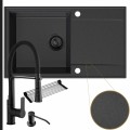 Zestaw estetyczna kuchnia zlew grafitowy bateria czarna syfon black matt manualny