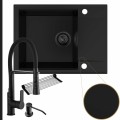 Zestaw komfortowa kuchnia zlew czarny bateria czarna syfon black matt manualny
