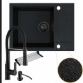 Zestaw komfortowa kuchnia zlew czarny metalik bateria czarna syfon black matt manualny