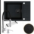 Zestaw komfortowa kuchnia zlew czarny metalik bateria srebrna syfon black matt manualny