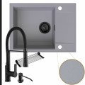 Zestaw komfortowa kuchnia zlew szary bateria czarna syfon black matt manualny