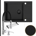 Zestaw komfortowa kuchnia zlew grafitowy bateria srebrna syfon black matt manualny