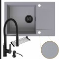 Zestaw przestronna kuchnia zlew szary bateria czarna syfon black matt manualny
