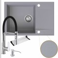 Zestaw przestronna kuchnia zlew szary bateria srebrna syfon chrom manual