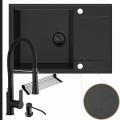 Zestaw przestronna kuchnia zlew grafitowy bateria czarna syfon black matt manualny