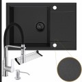 Zestaw przestronna kuchnia zlew grafitowy bateria srebrna syfon black matt manualny