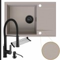 Zestaw przestronna kuchnia zlew beżowy bateria czarna syfon black matt manualny
