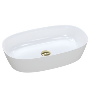 Nablatowa umywalka dolomitowa Lina Wide + korek klik klak + syfon