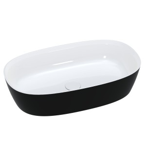 Nablatowa umywalka dolomitowa czarno-biała Lina Wide + korek klik klak + syfon 