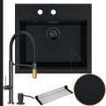 Zlew granitowy czarny SINK 60 bateria quadron Margot syfon black matt manualny.jpg