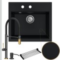 Zlew granitowy czarny SINK 60 bateria quadron Margot syfon srebrny klik klak.jpg